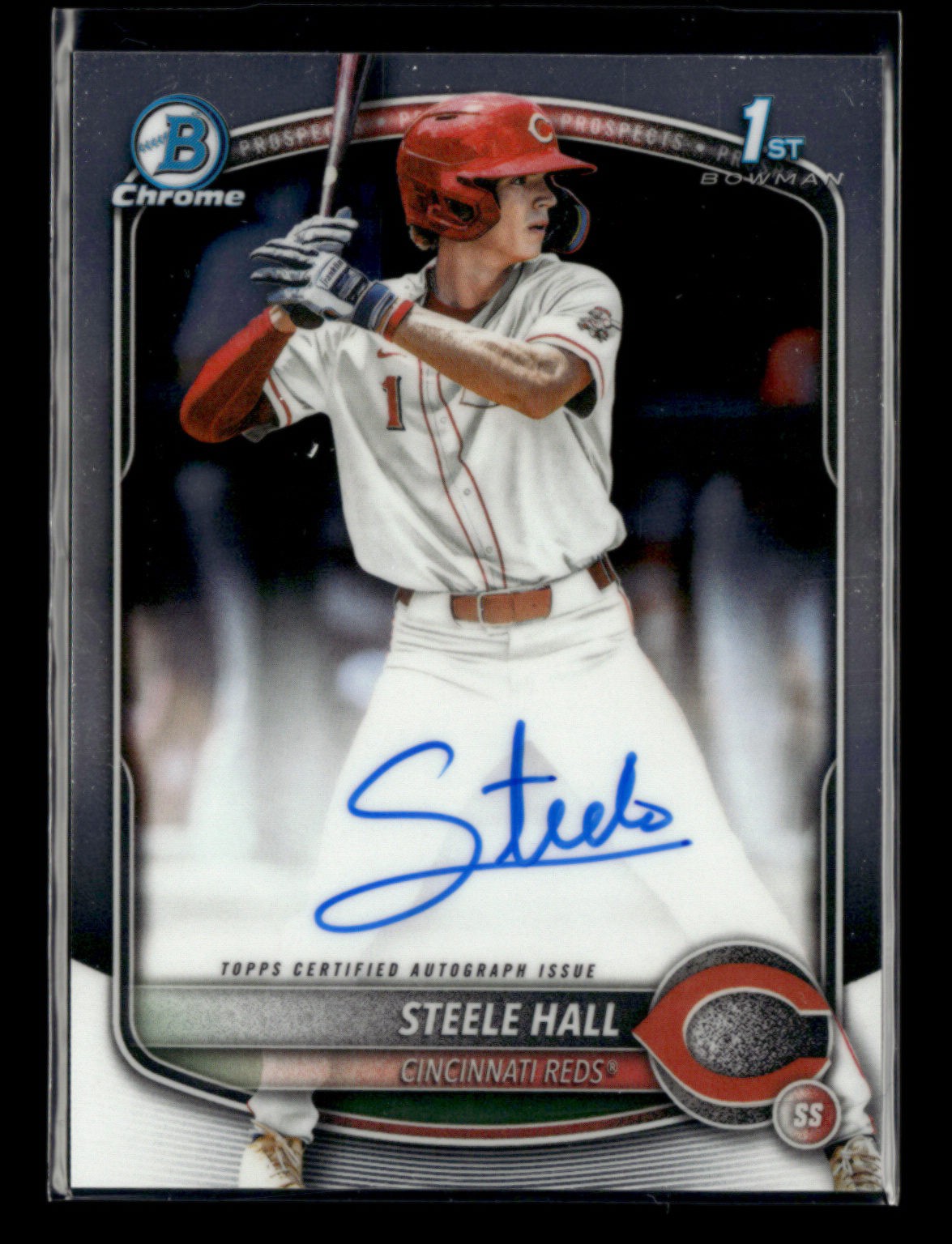 Steele Hall 2025 Bowman Draft Baseball 1st Chrome Prospect Auto Reds [zjB1