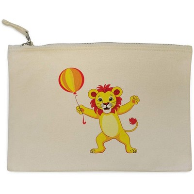 Canvas-Clutch/Zubehörkoffer ''Tanzender Löwe hält einen Ballon'' (CL00050750)