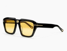 Tom Ford Icon Navigator Sunglasses FT1202 Black/Yellow 56-19-140mm With Case New
