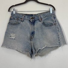 Vintage 90s Levis 560 Loose Fit Jean Shorts Cut-Off Light Wash Women Medium
