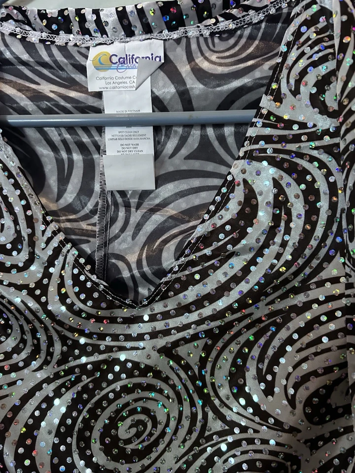 Disfraz y bufanda inspirados en la discoteca de 1960 - mediano - negro/blanco con lentejuelas Foto 3 de 3