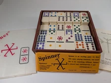 Vintage Spinner Dominoes Game in Case w/ Original Instructions 66 Pieces.  USA