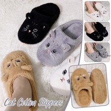 Cat Cotton Slippers Plush Winter Warm Indoor House Shoes Soft Non-Slip Design