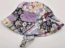 NWOT BABYGAP BABY GAP GIRLS 0-6 MONTHS PATCHWORK SUN HAT CHIN STRAP HAT PLAID
