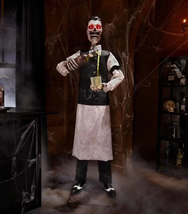 6 Ft ANIMATED DEAN THE DEATHOLOGIST BARTENDER HALLOWEEN ANIMATRONIC PROP