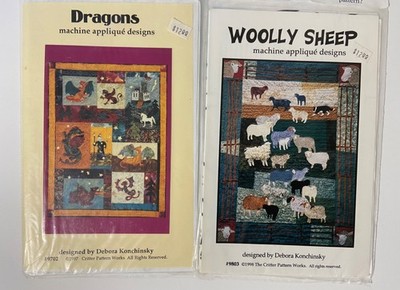 2 Quilt Machine Applique Designs Dragons and Woolly Sheep Critter Pattern Works