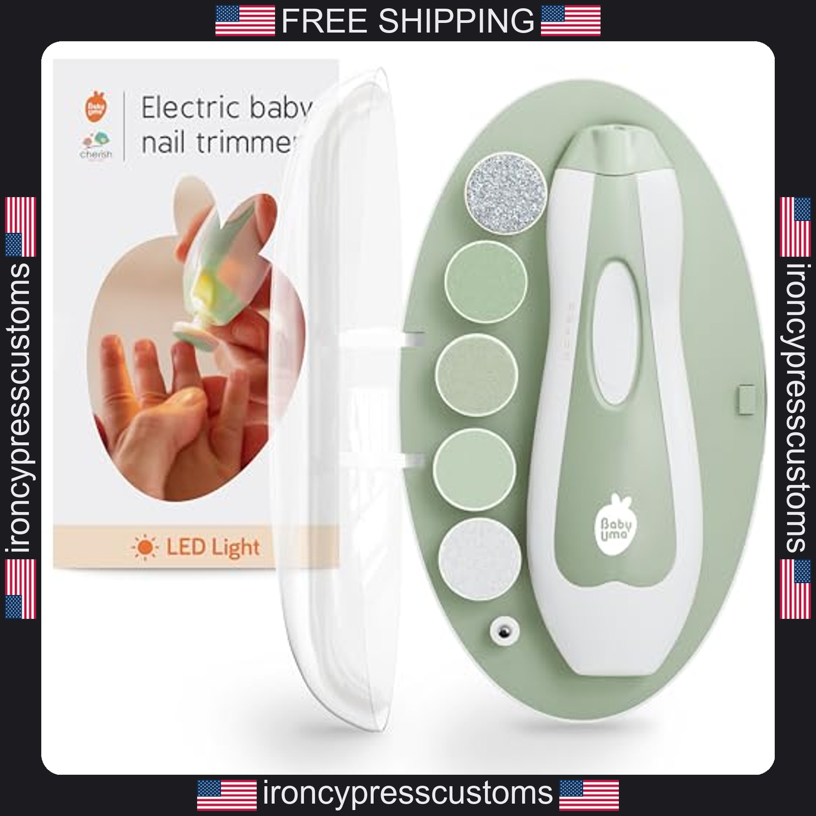 Electric Baby Nail Trimmer LED Dual Speed