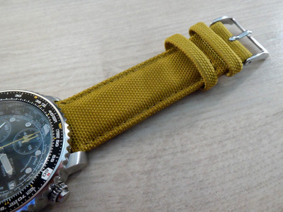 Yellow Sailcloth Fifty Fathoms Style Watch Strap for Seiko Flightmaster 21 mm