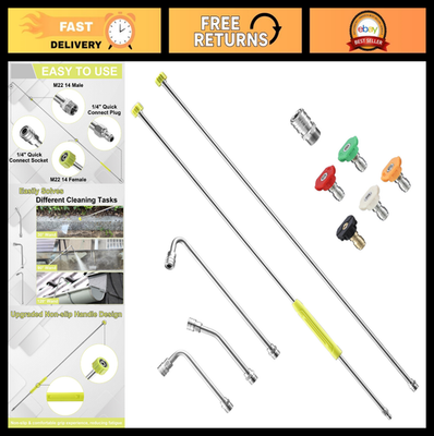 #ad 120” Pressure Washer Extension Wand Stainless Steel Lance Gutter Cleaner 5 N $71.99