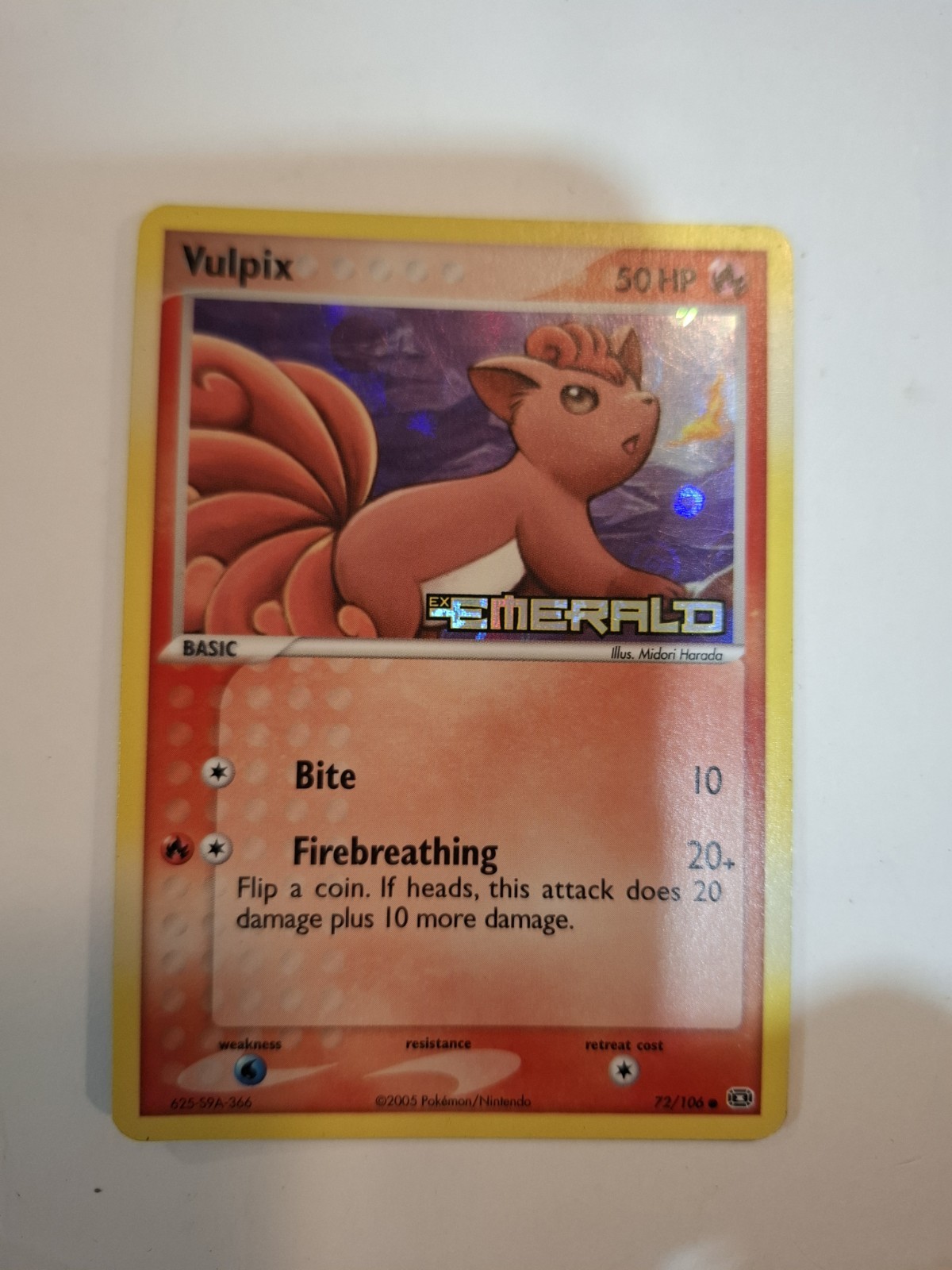 Pokemon Card Vulpix EX Emerald 72/106