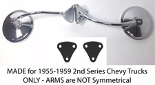 Mirror Kit W Brackets Gaskets 1955-1959 Chevy Gmc Truck Stainless Chrome