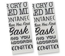 2 Cat Kitchen Towel Fun Dish Towels with Funny Sayings Cats Themed Dishtowels