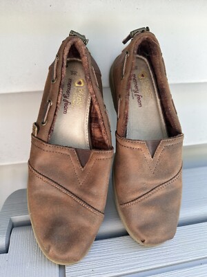 Bobs Memory Foam Shoes By Skechers Slip On Chill Luxe Women's Size 6 Brown