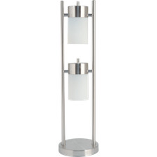 NEW Modern White Brushed Steel Base  Plastic Shade Finish 25" Table Lamp 3031T