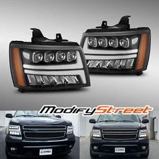 For 07-14 Chevrolet Tahoe/07-13 Avalanche LED NOVA-Series Headlights Jet Black