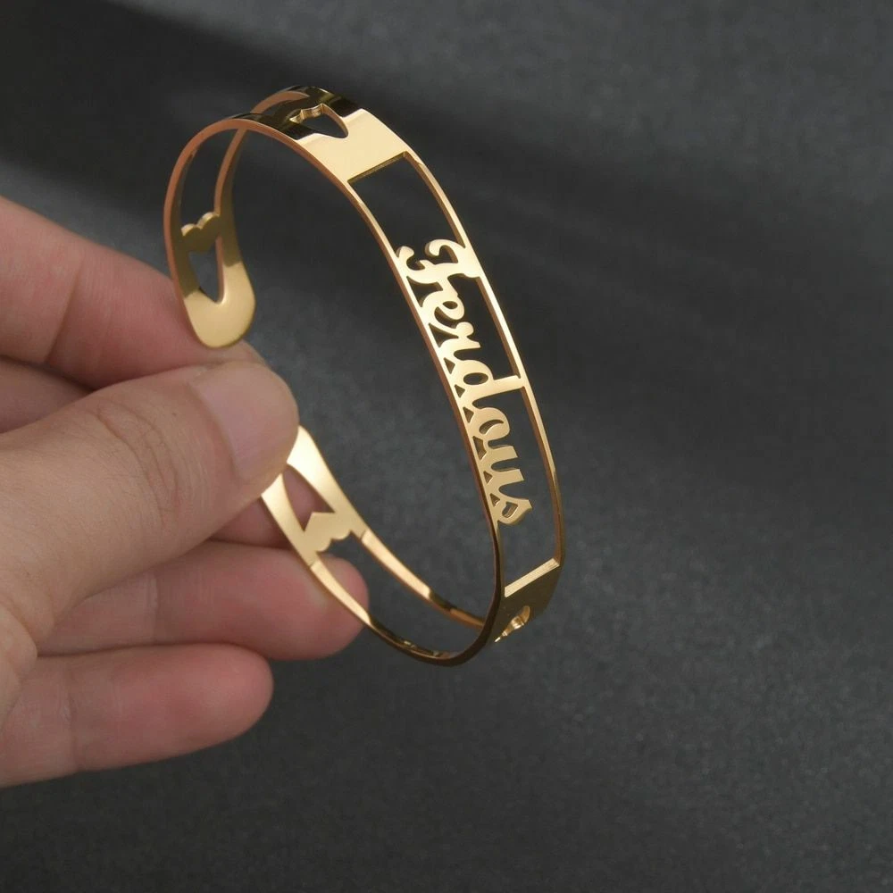 3 PCS M Letter Gold Color Bracelet and Bangle for Woman Adjustable