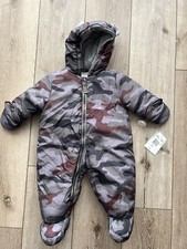 NWT Carters Pram Suit Snowsuit Boys 3-6 Months Camo Hide Away Mittens