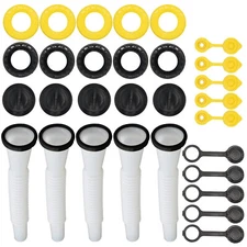 5 Sets Replacement Gas Can Spout Nozzle Vent Kit Funnel For Plastic Gas Cans Old