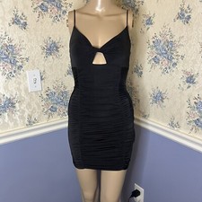 Windsor Simple And Sultry Ruched Lined Black Mini Dress, Size S