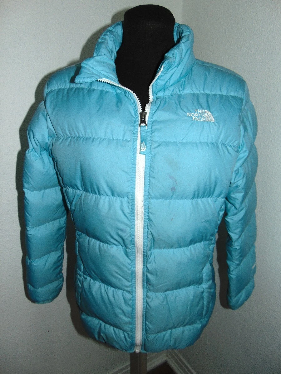 North Face 550 Down Coat Jacket Big Girls XL 18 Turquoise Puffer Warm