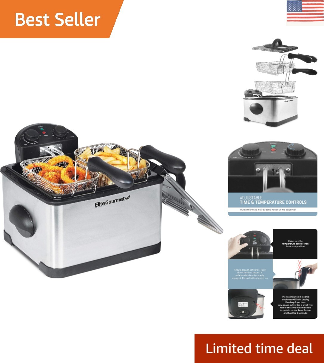 With Cool-touch Handles - Effortless Frying Experience