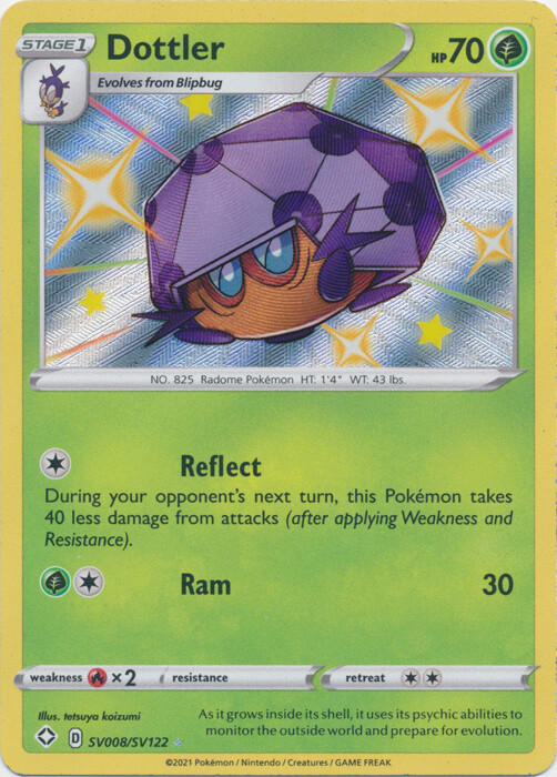 Dottler (Shiny) - SV008/SV122 Ultra Rare Shining Fates NM Pokemon TCG