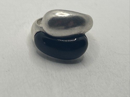 Vintage Black Onyx Inlay Sterling Silver Swirl Ring Size 6.5 | eBay