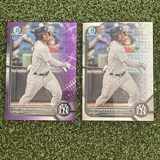 Jasson Dominguez 2022 Bowman Chrome #179/250 Purple Mojo Refractor and Mojo Base