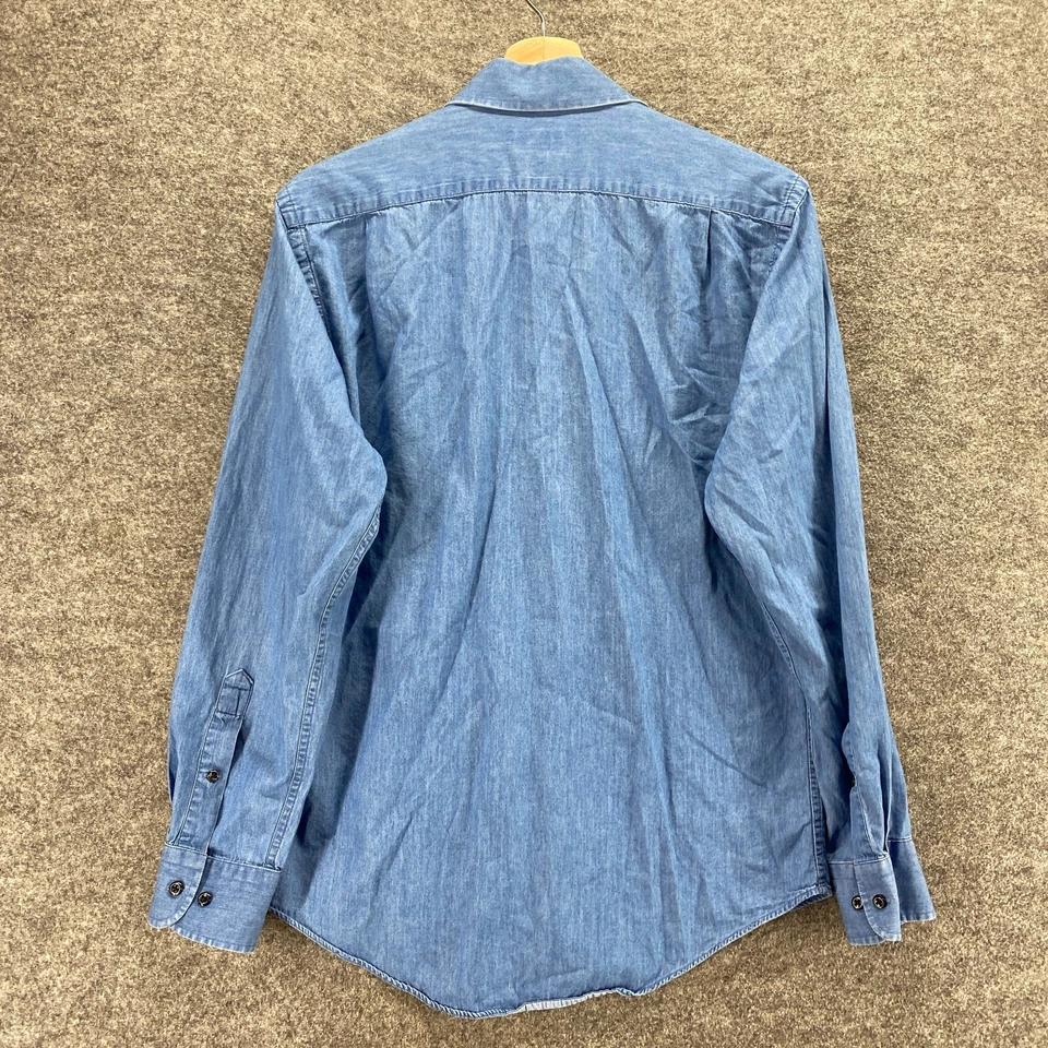 Camisa Nordstrom Rack Hombre 15 Azul Cuello Abotonado Manga Larga Algodón Regular Foto 2 de 4