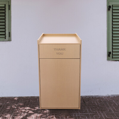 Commercial Trash Can, Trash Can Cabinet, Garbage Collection Container Wood Color