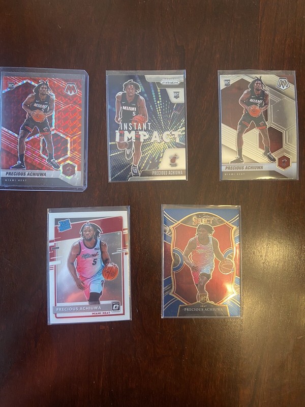 Precious Achiuwa 2020-2021 5 Card Rookie Lot, Red Mosaic, Prizm, Optic, Select