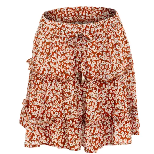 Bohemian Women's Skirt Summer Beach Mini Dress High Waist Elastic Ruffle Short - Picture 12 of 21