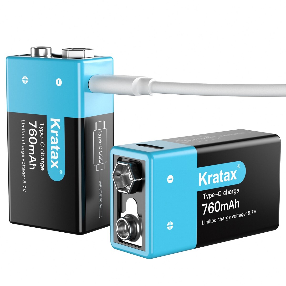 9V Lithium Batteries Kratax USB 9V Rechargeable Batteries and 4in1 Charger Cable