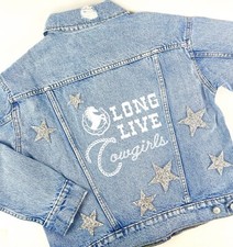 Personalized Jean Blue Denim Jacket Western Morgan Wallen Long Live Cowgirls