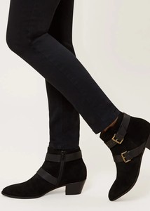 Hobbs Black Ante Botas Estilo Motero 6 39 Mujer Cubano Tiras Versátil  Zapatos | eBay