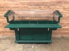 Cambro Green Table Top Food/Salad Bar w/ Sneeze Guard, Slider & Base - 70x32x53"
