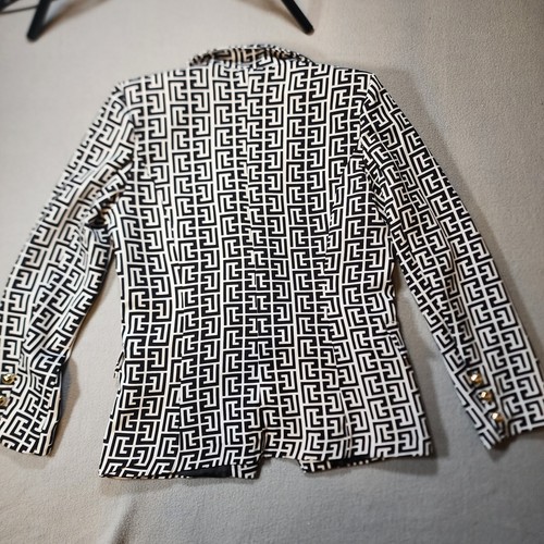 I Too Italy Women's Blazer Black White Geometric NWOT Single Button Small - Picture 7 of 7