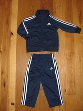 Adidas Navy Baby Boys Girls Track Jogging Suit Jacket Pants 12MO P-11GT