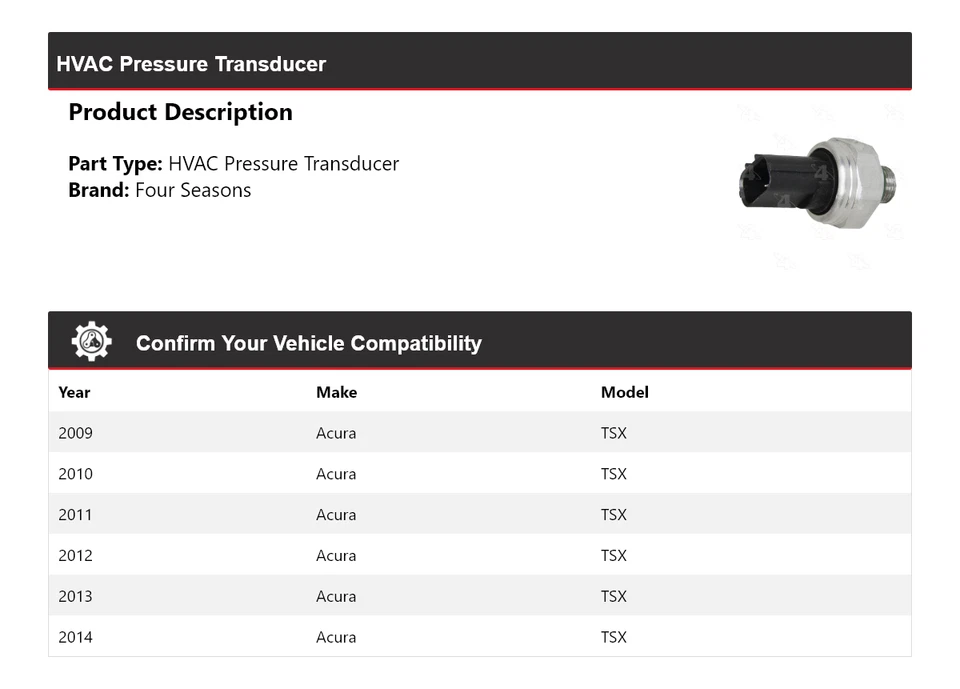 Transductor de presión HVAC para Acura TSX 2009-2014 4 estaciones 2010 2011 2012 2013 Foto 2 de 4
