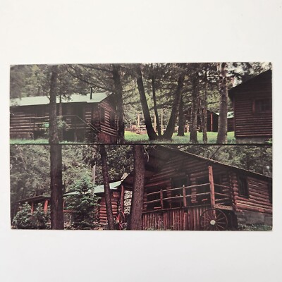 Vintage Elephant Head Lodge Wyoming Postcard Log Cabins Yellowstone 1988 Posted