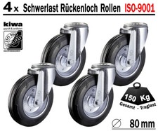 Schwerlast Rückenloch Transport Lenk Rollen 4 x Ø 80mm Le-Le/ BS-Rollen Germany