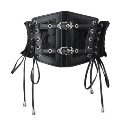 Womens Corset Belt Lace-up Elastic Waist Belt Rock Tied Corset Waspie Wide Belt