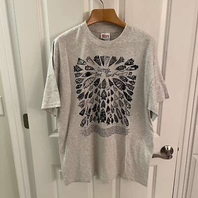 Vintage Georgia Arrowhead Point Types Tee Shirt Men XL Gray Grey AOP GA New NOS