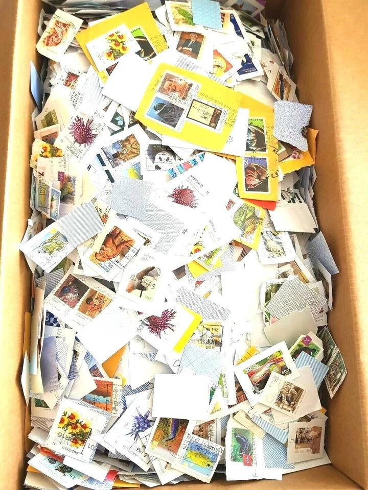 ESTATE Mixed USED Bulk Kiloware Australian Stamps On Paper Varies Era 4.8kg box - image 2 of 4