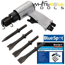 Image of BlueSpot Air Hammer Chisel Set with 4 Chisels 1/4" BSP Compact Design Compressor