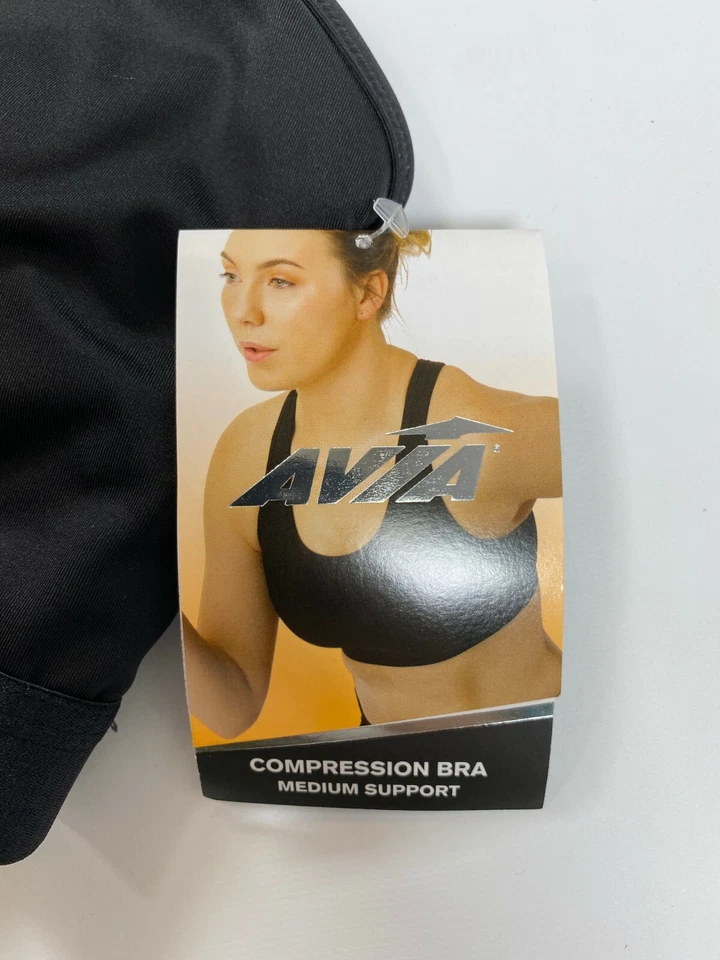 Womens Avia Black Compression Sports Bra NEW! NWT - Image 2 of 4
