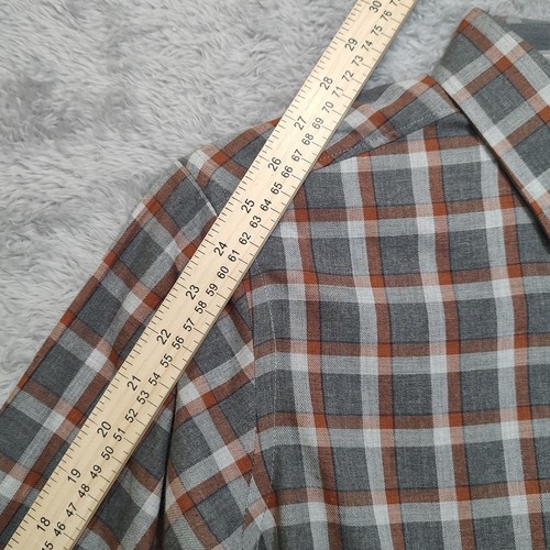 Camicia HART SCHAFFNER MARX uomo M grigio ruggine quadri manica lunga 100% cotone Egitto - Foto 8 di 11
