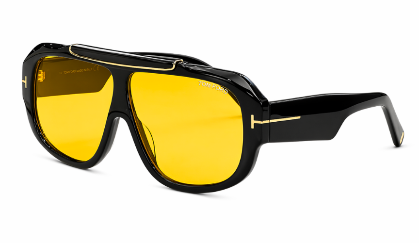 Tom Ford Rellen Sunglasses FT1093 Black/Yellow 71-7-120mm With