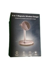 3-in-1 Magnetic Wireless Charger Stand White Phone Watch Earbuds Brand New