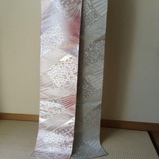 Japanese Kimono Pink Silver Floral Round Obi Belt